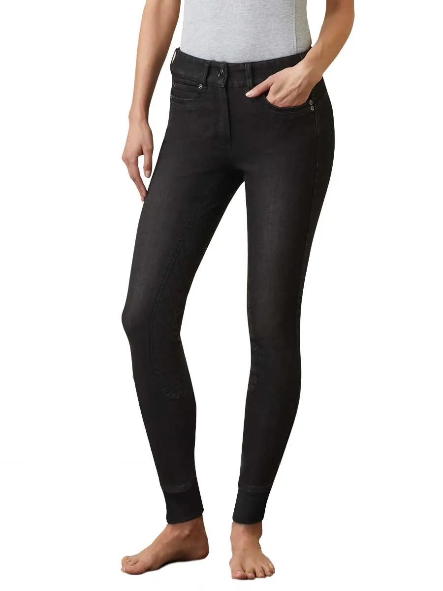 ARIAT Halo Denim Riding Breeches – Womens Full Seat - Black Rinse