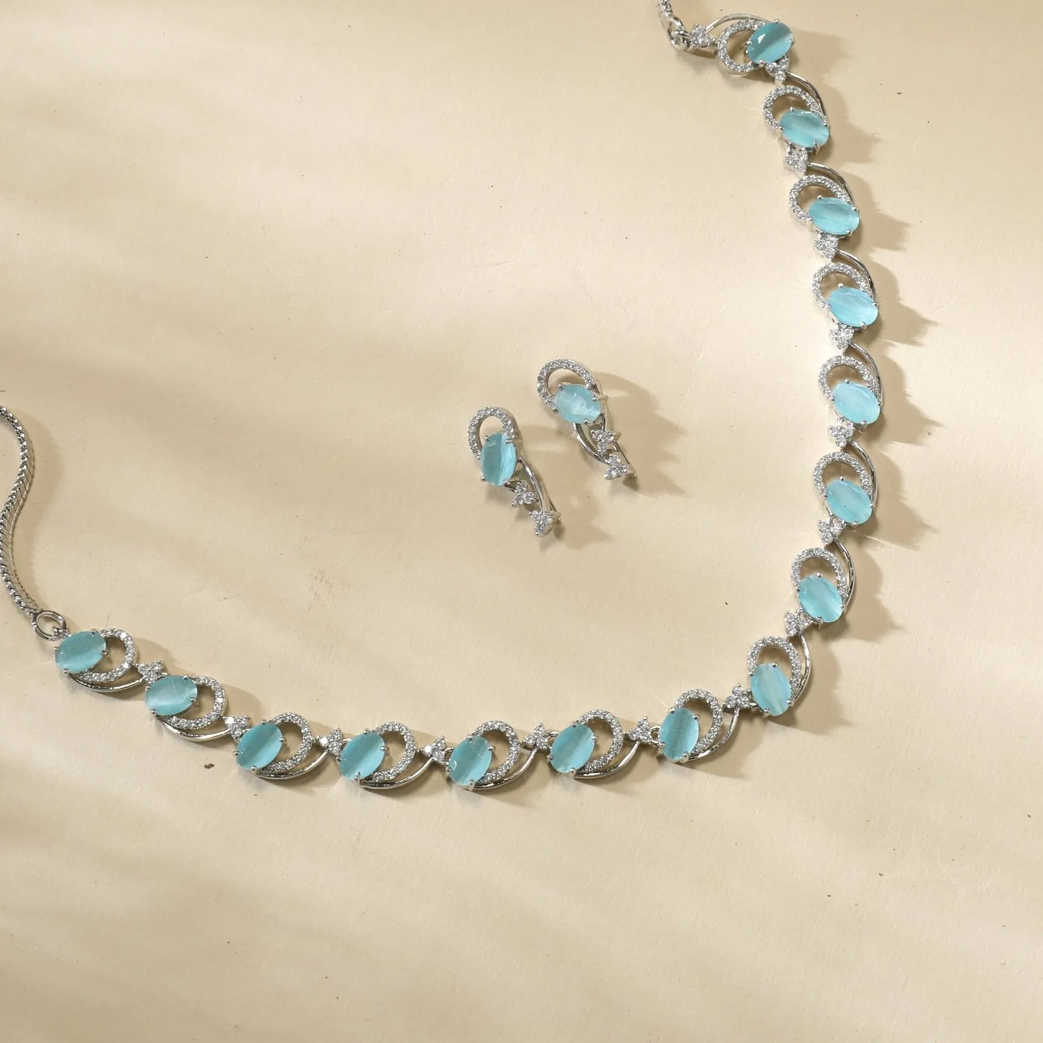 Ariyahi CZ Aqua Necklace Set