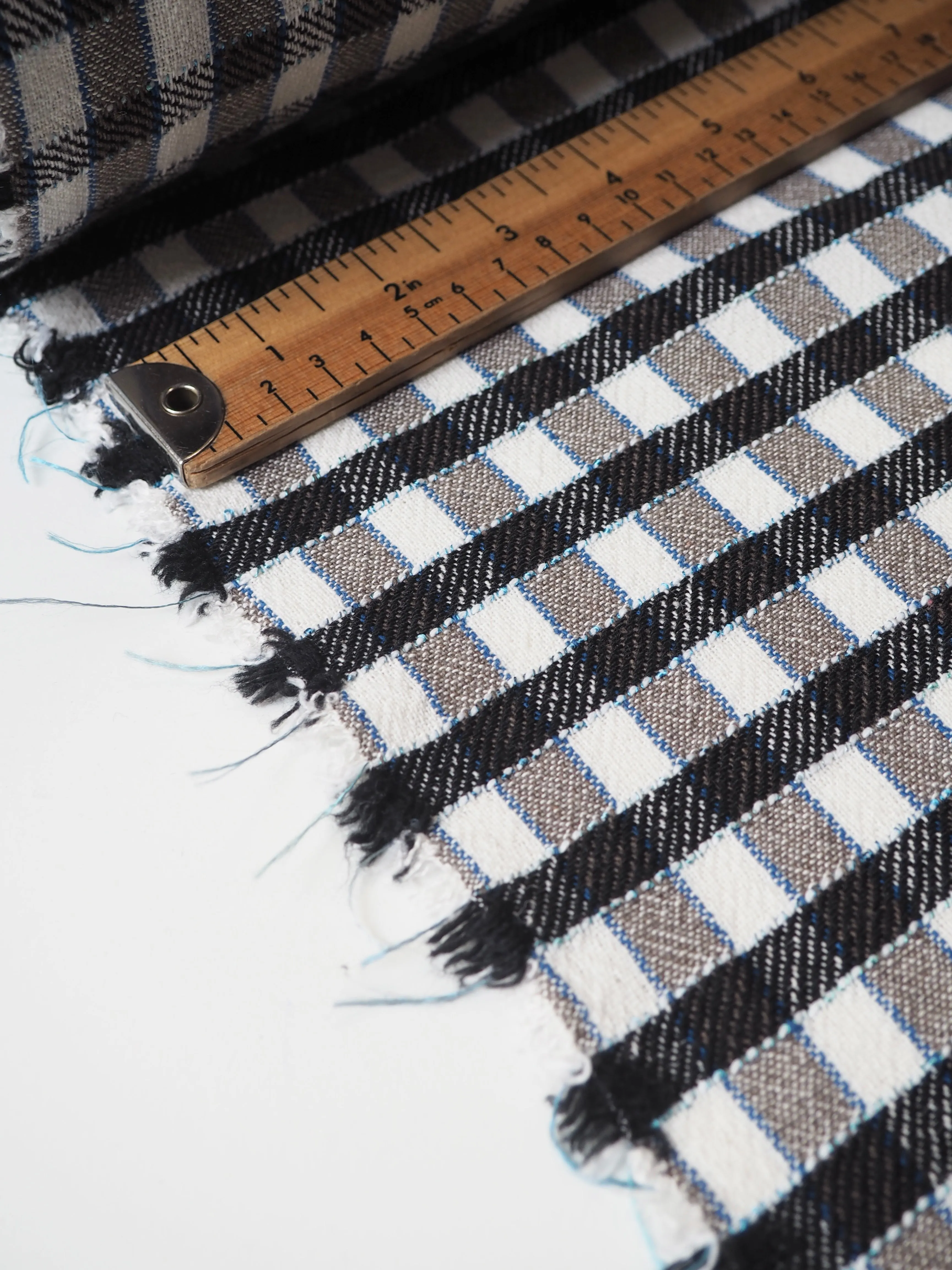 Black Multi Cotton/Linen Check