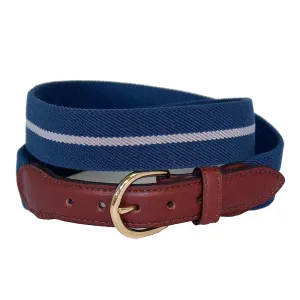 Blue & Grey Belgian Stretch Leather Tab Belt