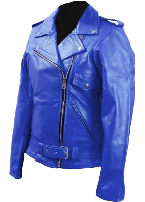 Blue Leather jacket Brando Look back For Men's