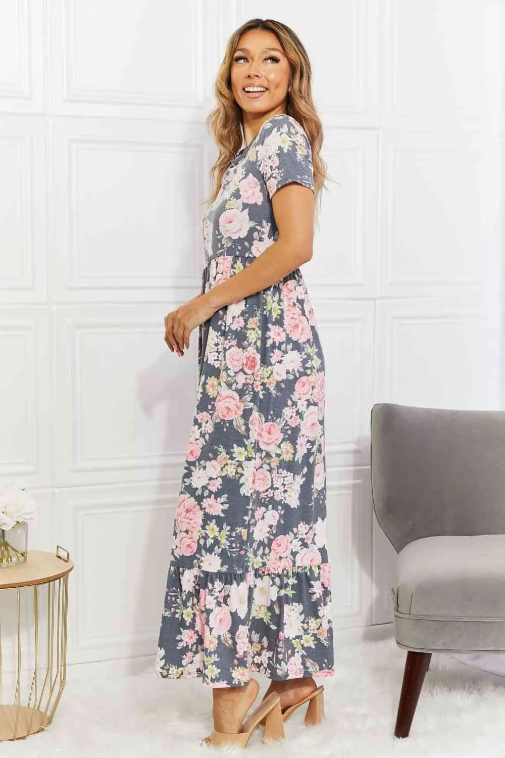 BOMBOM In Bloom Floral Tiered Maxi Dress (BWMT) T