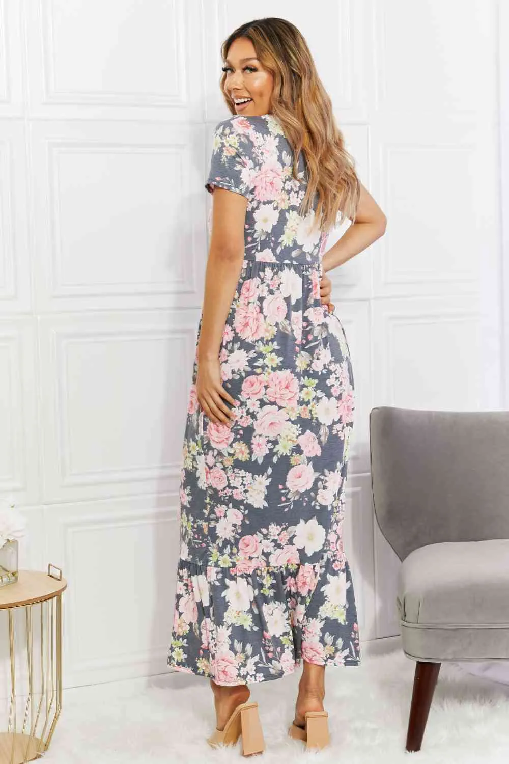 BOMBOM In Bloom Floral Tiered Maxi Dress (BWMT) T