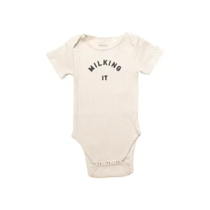 Claude & Co "Milking It" Short Sleeve Bodysuit - Oat