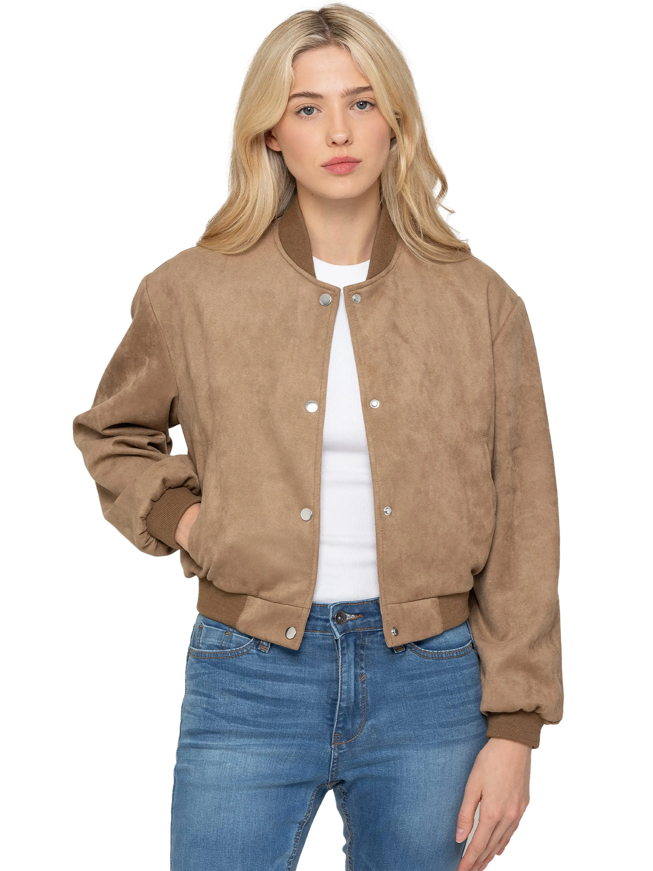 Enzo | Womens Suede Bomber Jacket