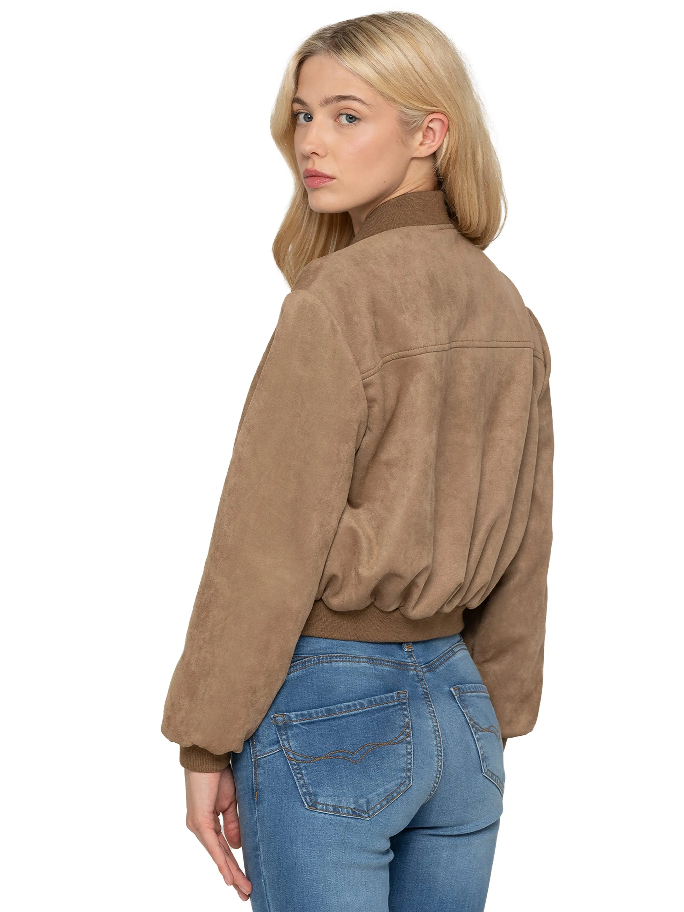 Enzo | Womens Suede Bomber Jacket