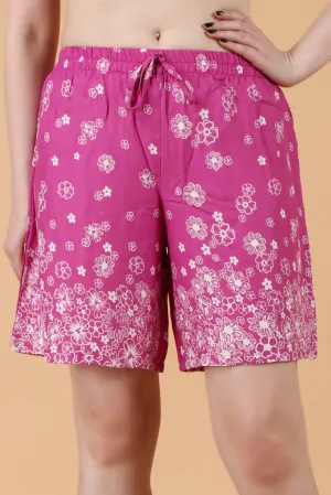 Floral Printed Shorts with Drawstrings