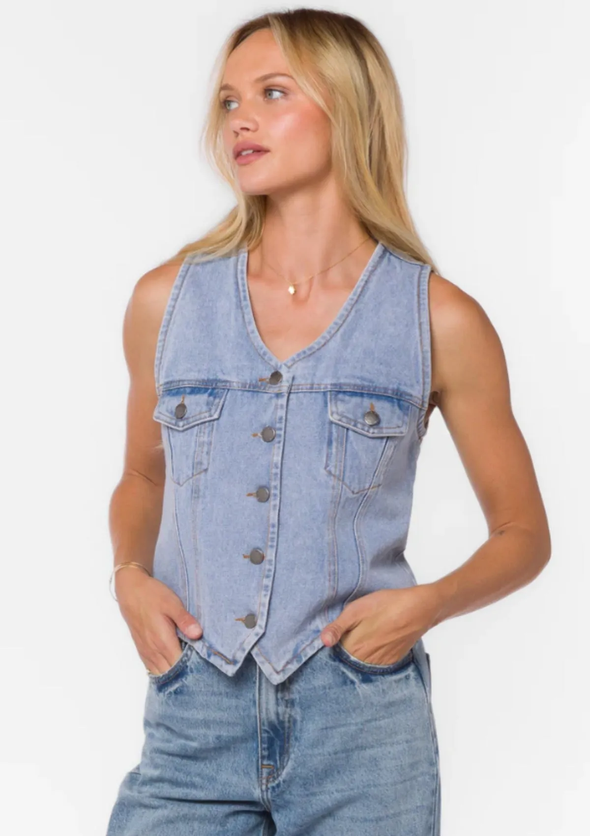 Kiana Crop Denim Vest