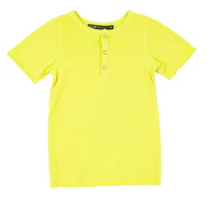 Miki Miette - Boys Pauli Short-Sleeve Henley in Lime Punch