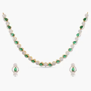 Mira Nakshtra CZ Green Necklace Set