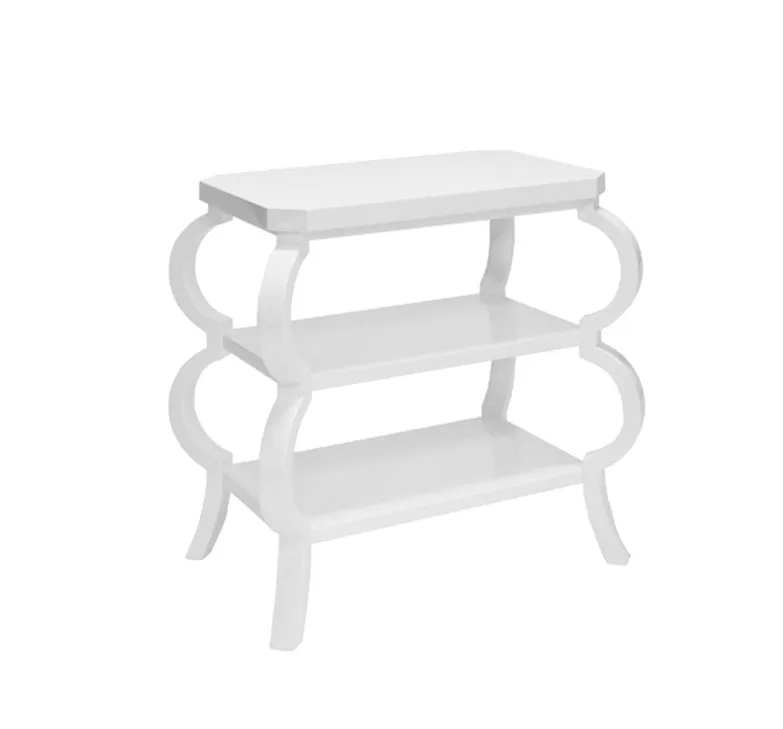 Olive White 3 Tier Side Table by Worlds Away