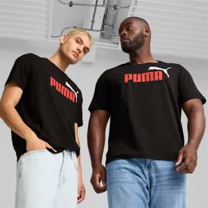 PUMA MEN'S ESSENTIALS LOGO BLACK/RED TEE