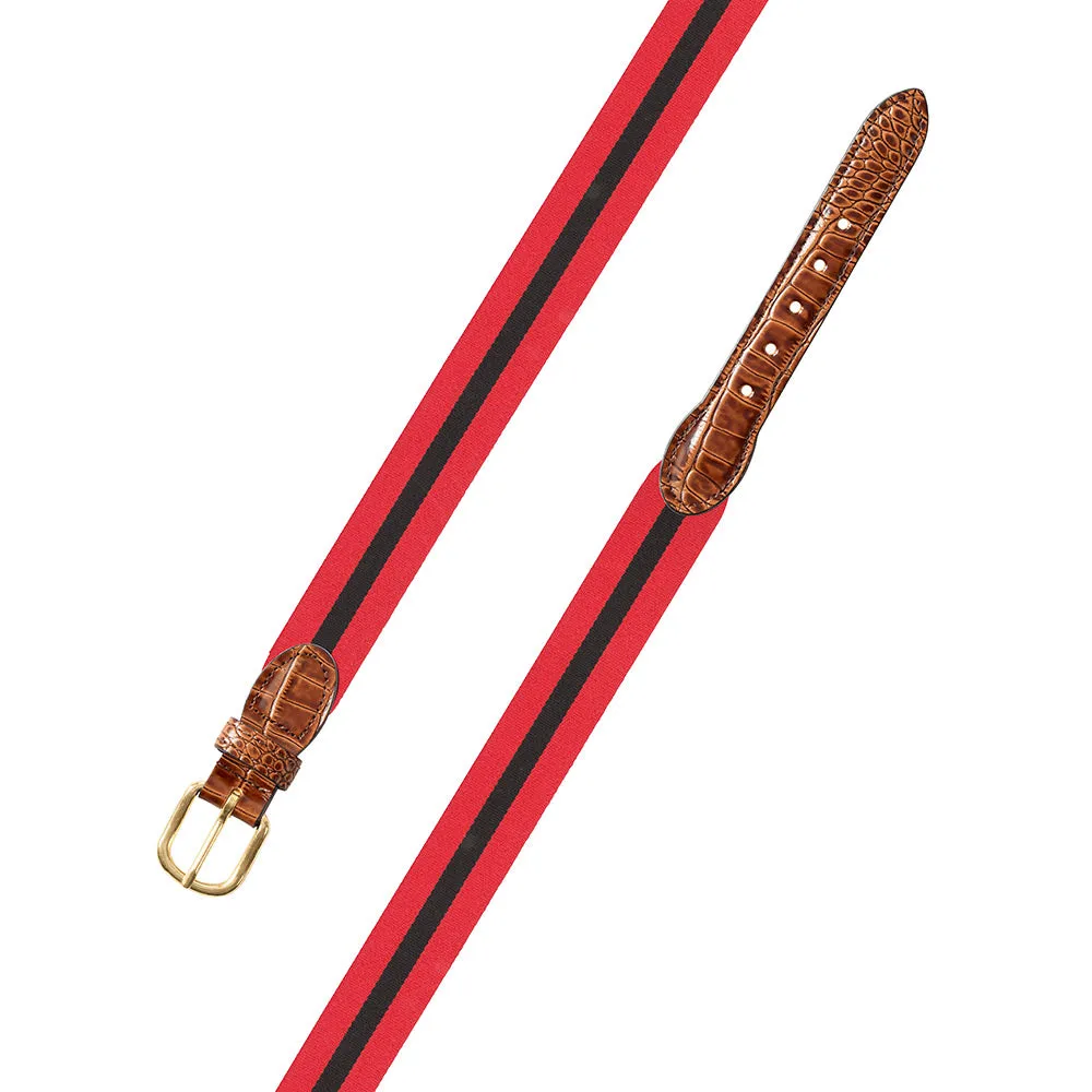 Red & Black Belgian Surcingle Leather Tab Belt