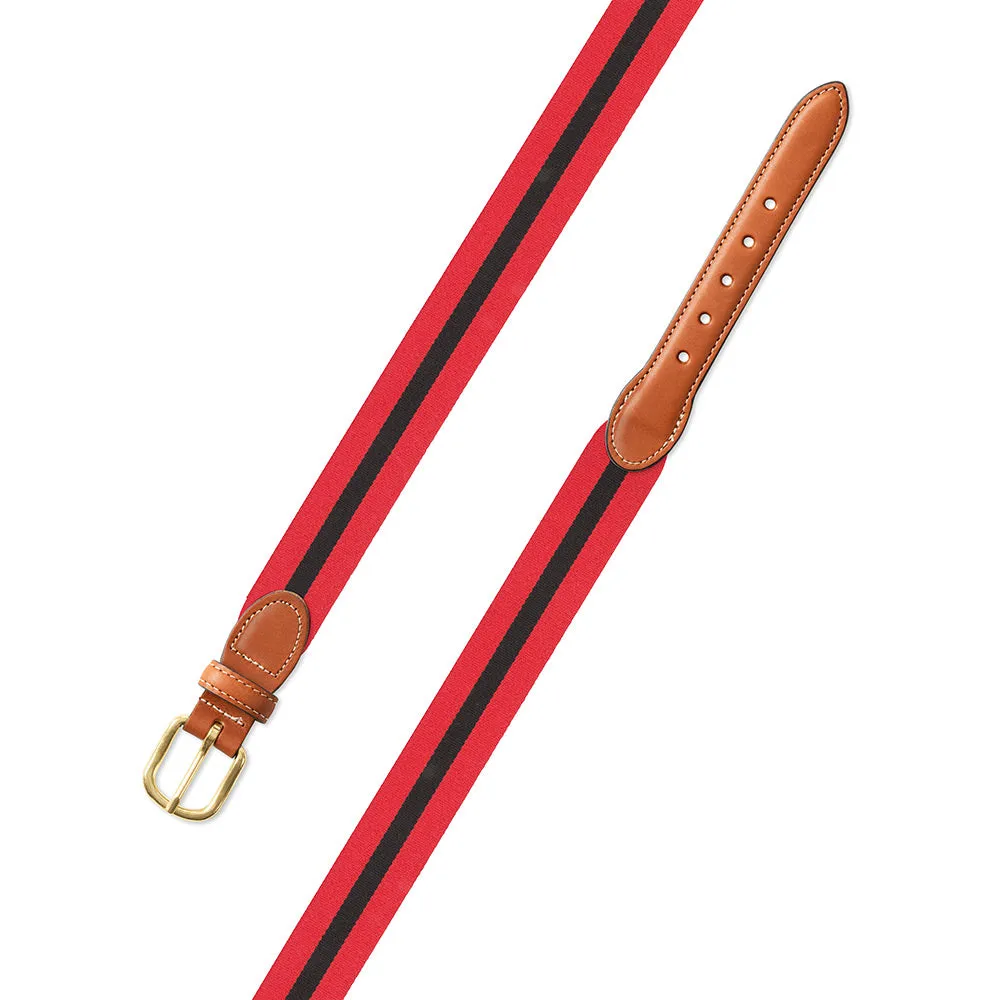 Red & Black Belgian Surcingle Leather Tab Belt