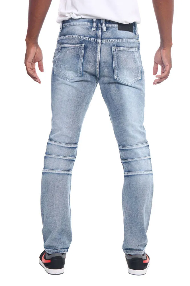 Ripped Slim Fit Moto Style Jeans