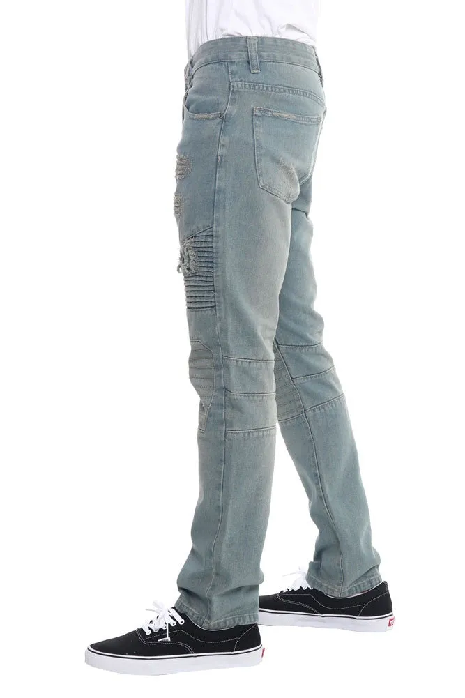 Ripped Slim Fit Moto Style Jeans