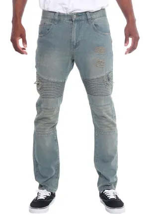 Ripped Slim Fit Moto Style Jeans