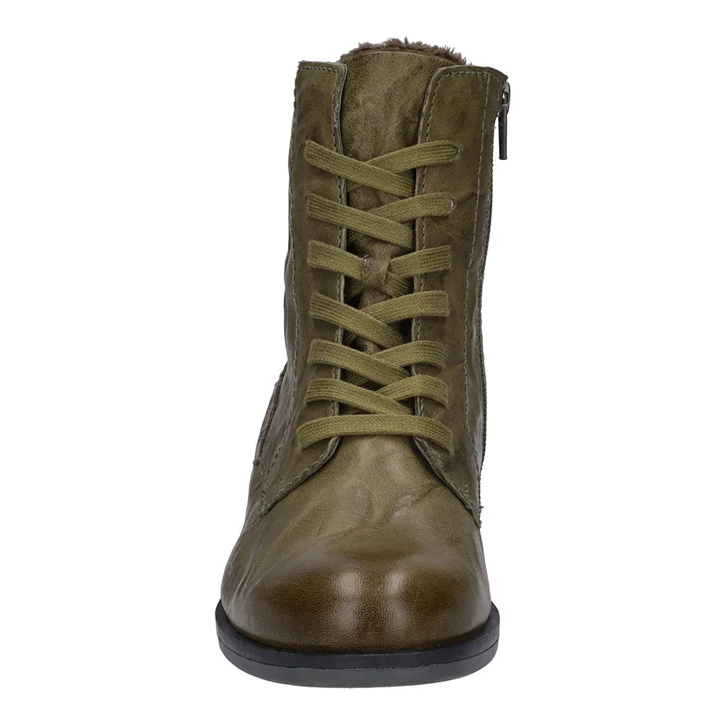 Sanja 01 Olive Green Lace Ankle Boots