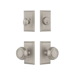 Studio Entry Set with Mission Knob in Satin Nickel