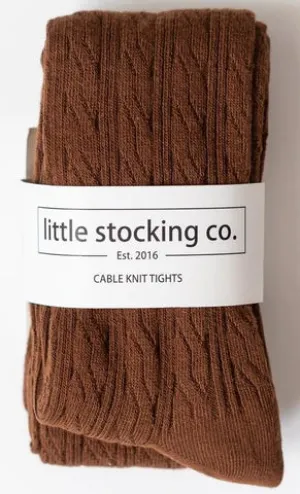 The Little Stocking Co - Cable Knit Tights - Chocolate