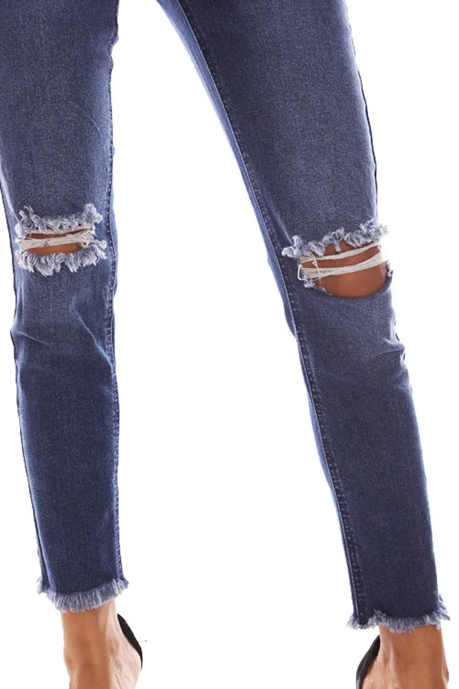 Women's Cut and Frayed Skinny Fit Jeans